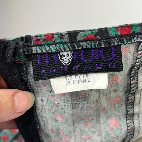 MORBID THREADS Y2K Goth halter neck sundress with floral skull print 💀 - Picture 8 of 10